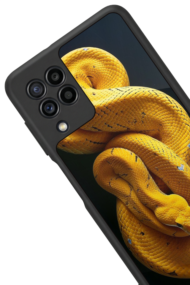 Samsung Galaxy M22 Uyumlu Yılan Tasarımlı Glossy Premium Kılıf