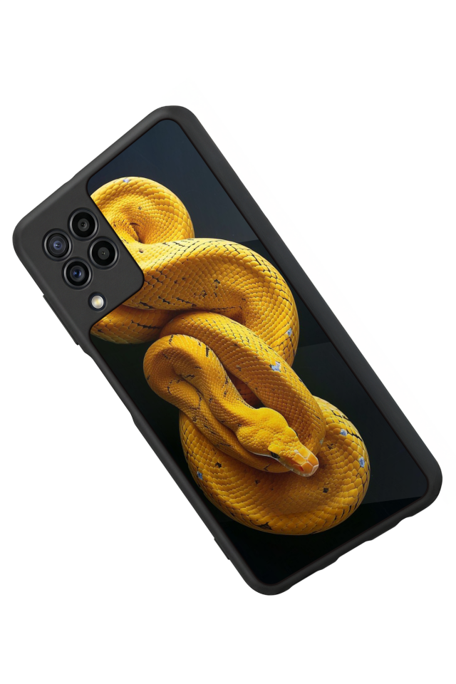 Samsung Galaxy M22 Uyumlu Yılan Tasarımlı Glossy Premium Kılıf