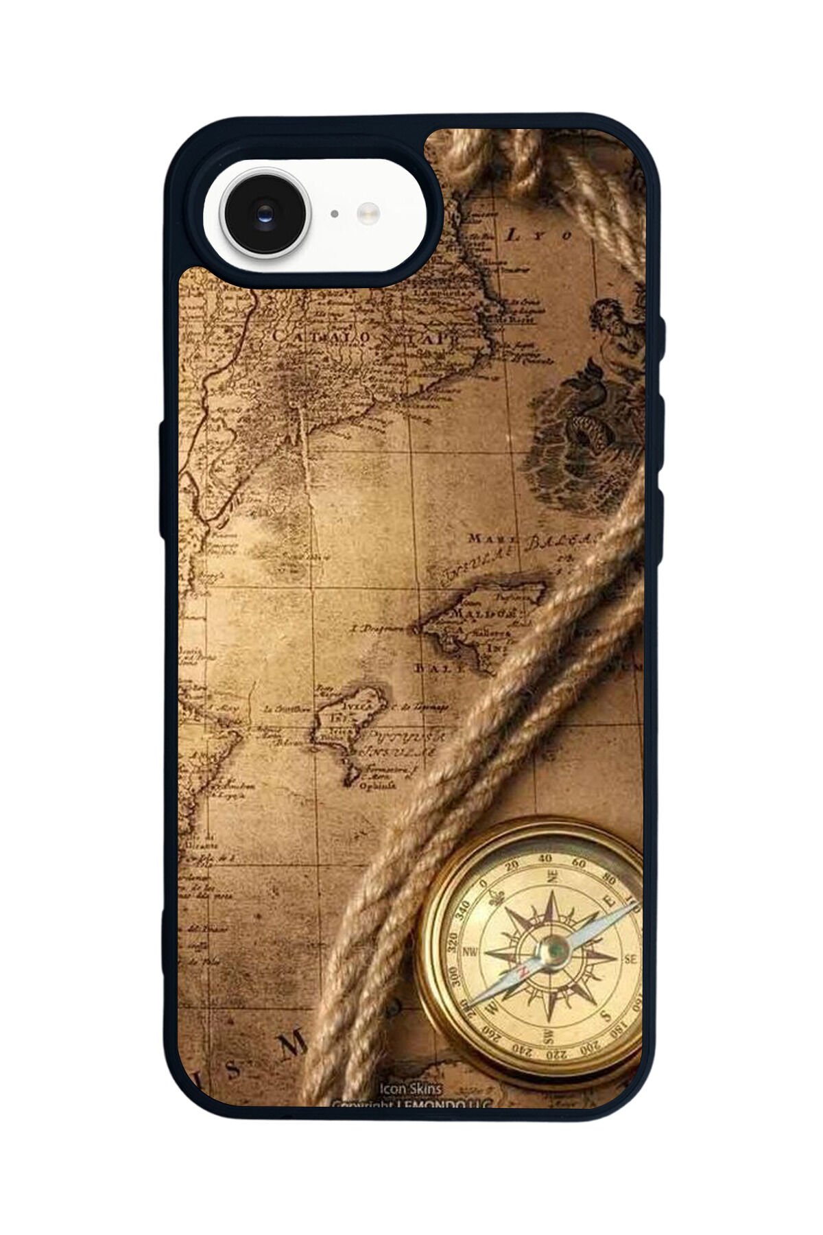 iPhone 16E Uyumlu Pusula Tasarımlı Glossy Premium Kılıf