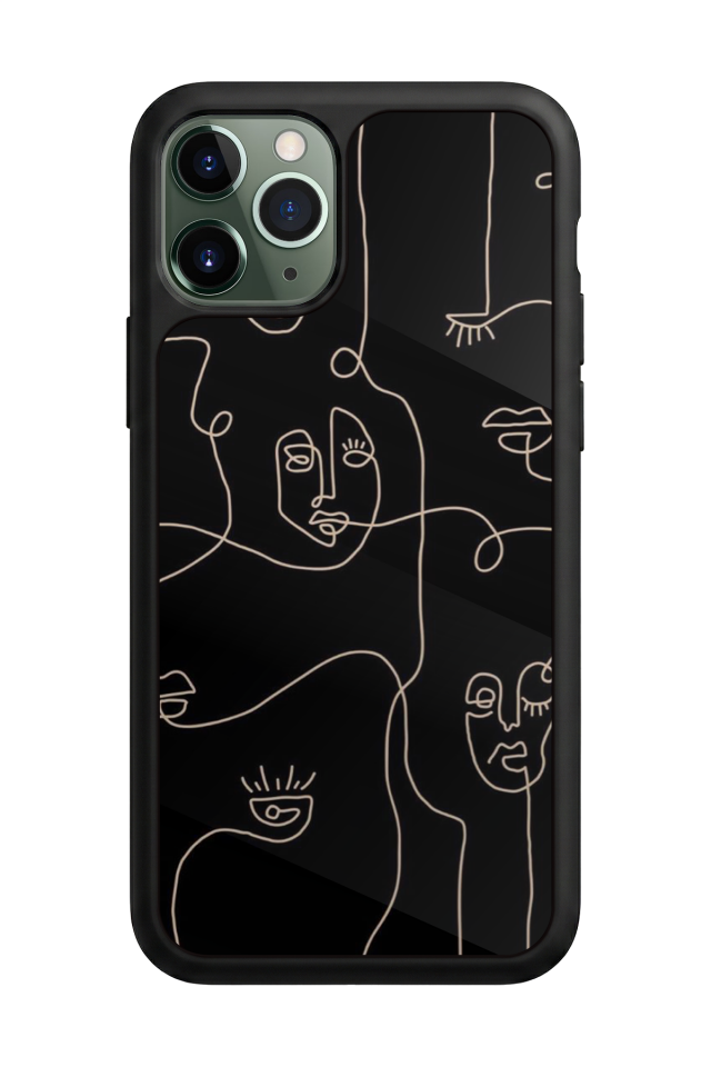 iPhone 11 Pro Max Uyumlu Line Art Tasarımlı Glossy Premium Kılıf