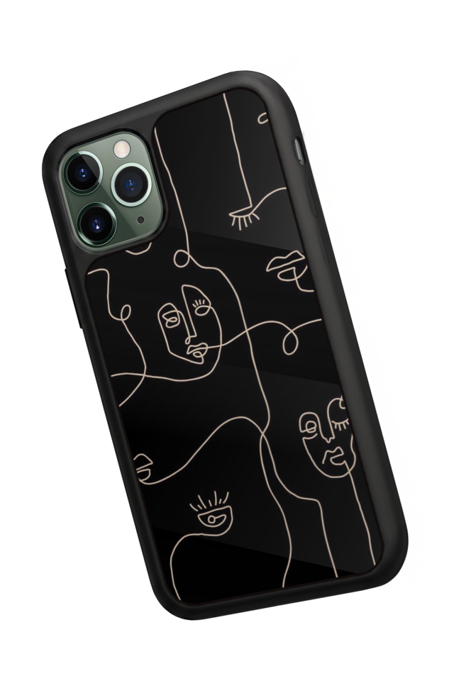 iPhone 11 Pro Max Uyumlu Line Art Tasarımlı Glossy Premium Kılıf