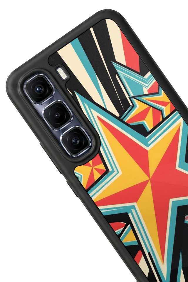 Infinix Hot 60 Pro Plus Uyumlu Retro Yildizlar Tasarımlı Glossy Premium Kılıf