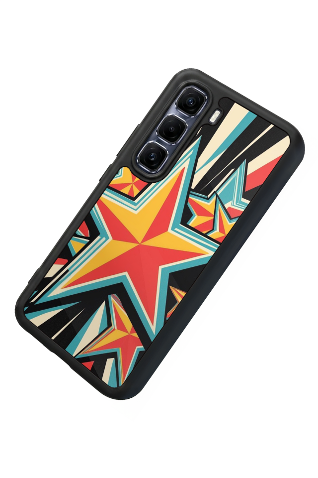 Infinix Hot 60 Pro Plus Uyumlu Retro Yildizlar Tasarımlı Glossy Premium Kılıf