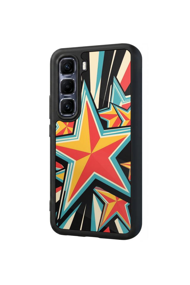 Infinix Hot 60 Pro Plus Uyumlu Retro Yildizlar Tasarımlı Glossy Premium Kılıf