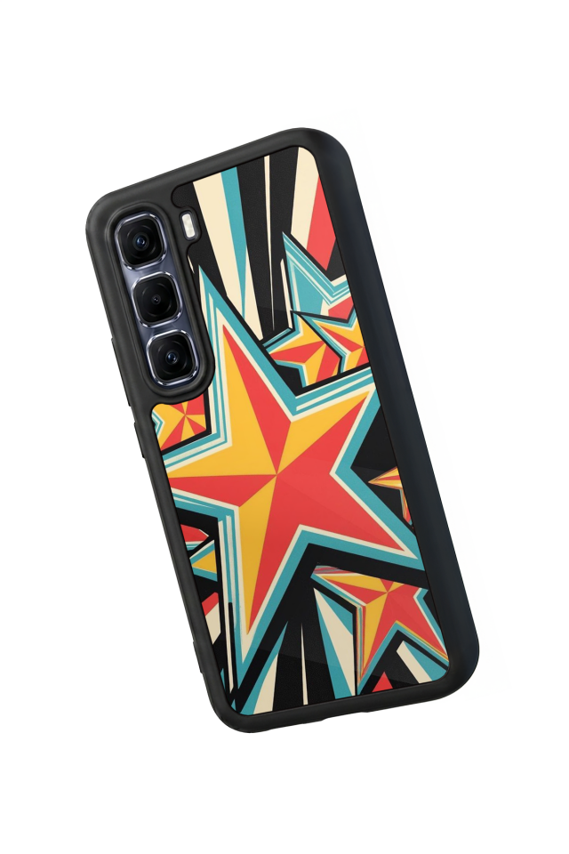 Infinix Hot 60 Pro Plus Uyumlu Retro Yildizlar Tasarımlı Glossy Premium Kılıf