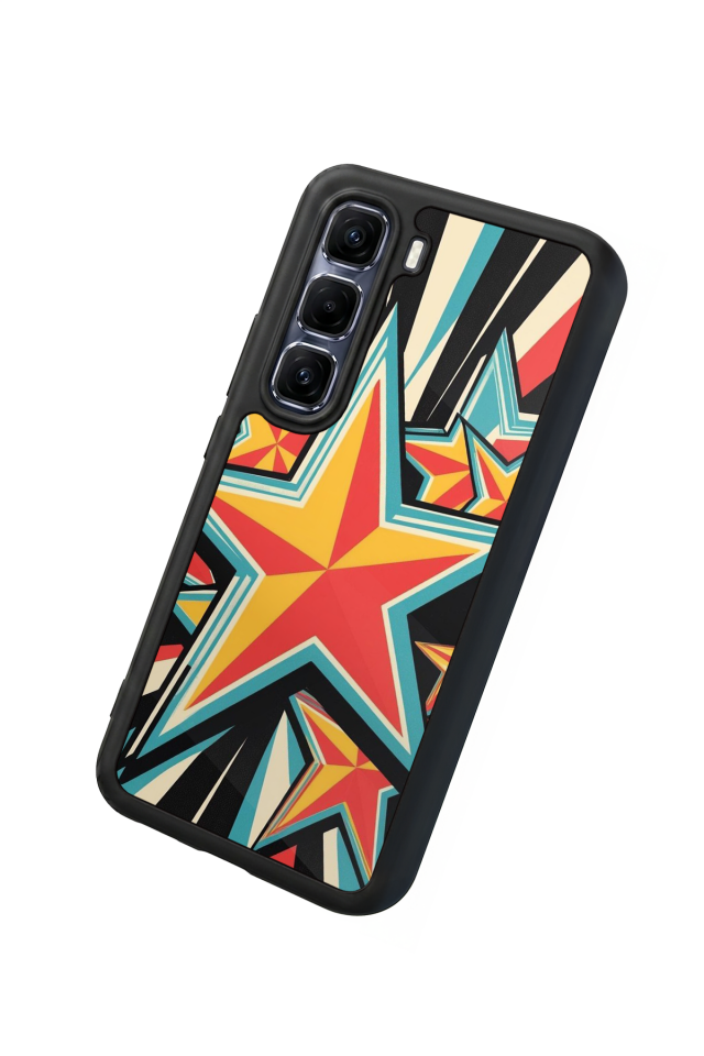 Infinix Hot 60 Pro Plus Uyumlu Retro Yildizlar Tasarımlı Glossy Premium Kılıf