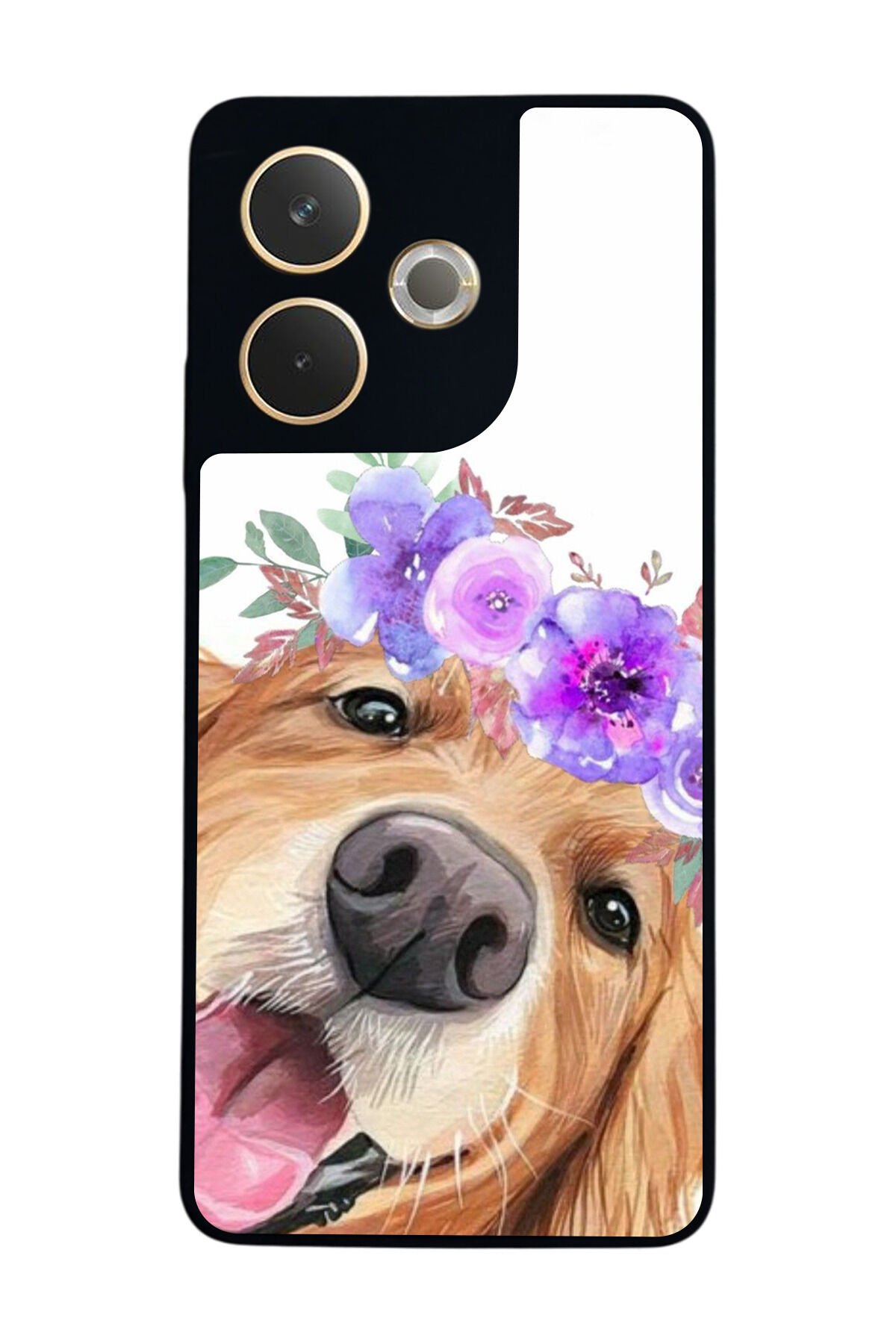 Oppo A5 Pro Uyumlu Golden Kopek Tasarımlı Glossy Premium Kılıf