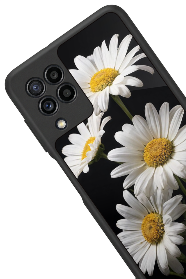 Samsung Galaxy M32 Uyumlu Papatya Tasarımlı Glossy Premium Kılıf