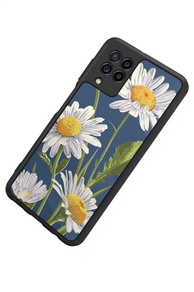 Samsung Galaxy M32 Uyumlu Papatya Tasarımlı Glossy Premium Kılıf