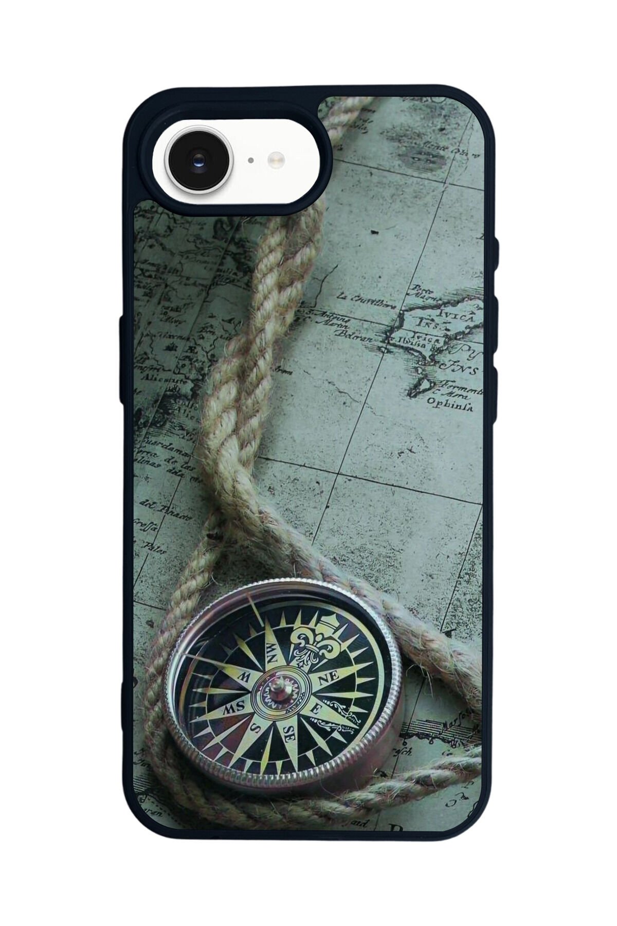 iPhone 16E Uyumlu Pusula Tasarımlı Glossy Premium Kılıf