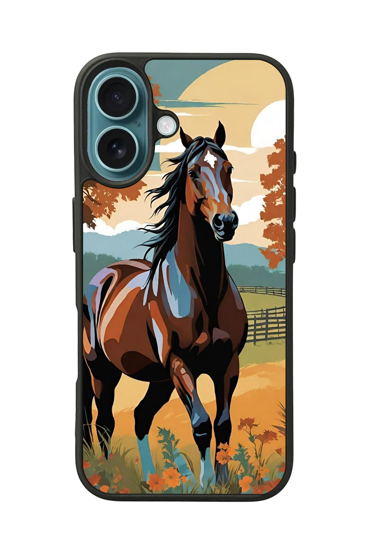 iPhone 16 Uyumlu At Horse Tasarımlı Glossy Premium Kılıf
