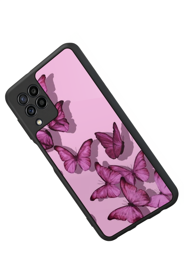 Samsung Galaxy M32 Uyumlu Kelebek Tasarımlı Glossy Premium Kılıf