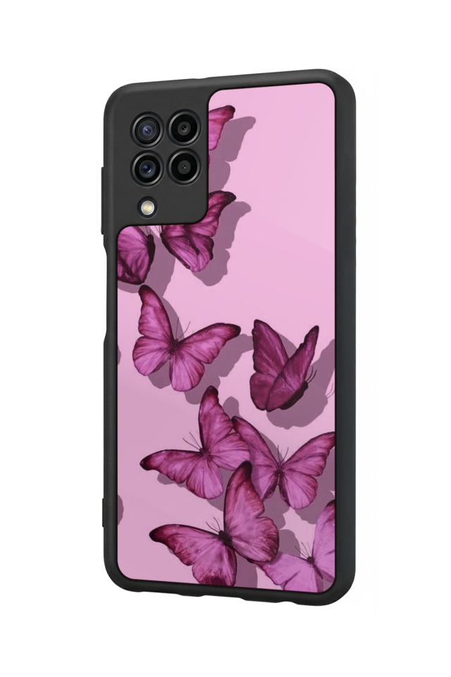 Samsung Galaxy M32 Uyumlu Kelebek Tasarımlı Glossy Premium Kılıf