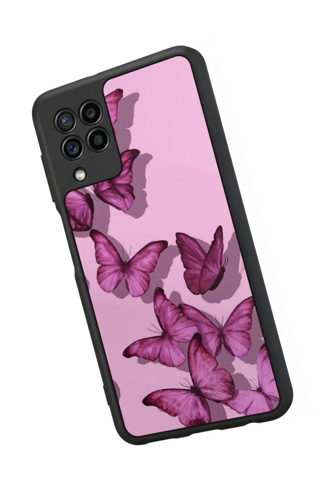 Samsung Galaxy M32 Uyumlu Kelebek Tasarımlı Glossy Premium Kılıf