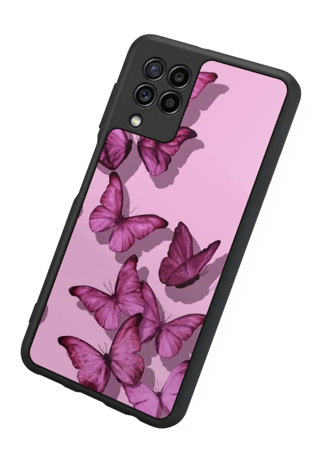 Samsung Galaxy M32 Uyumlu Kelebek Tasarımlı Glossy Premium Kılıf