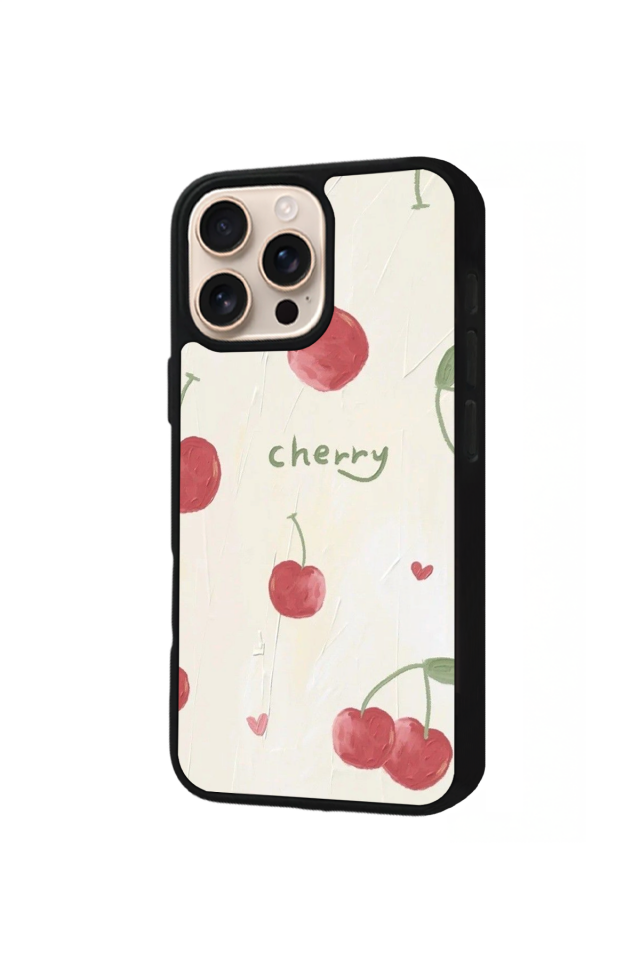 iPhone 14 Pro Uyumlu Kiraz Tasarımlı Glossy Premium Kılıf
