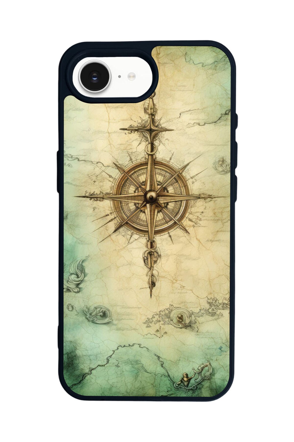 iPhone 16E Uyumlu Pusula Tasarımlı Glossy Premium Kılıf