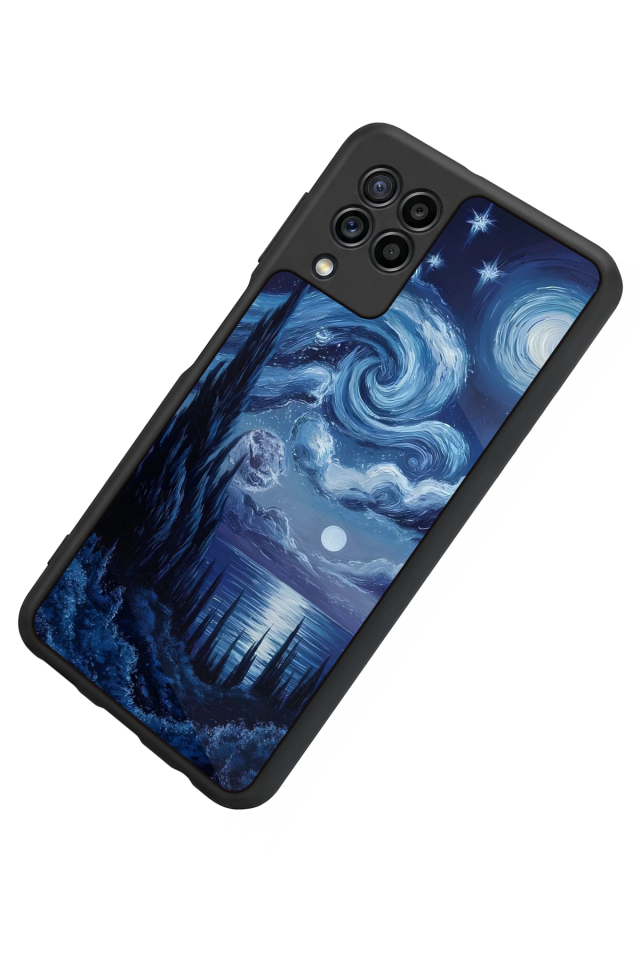 Samsung Galaxy M22 Uyumlu Ay Tasarımlı Glossy Premium Kılıf