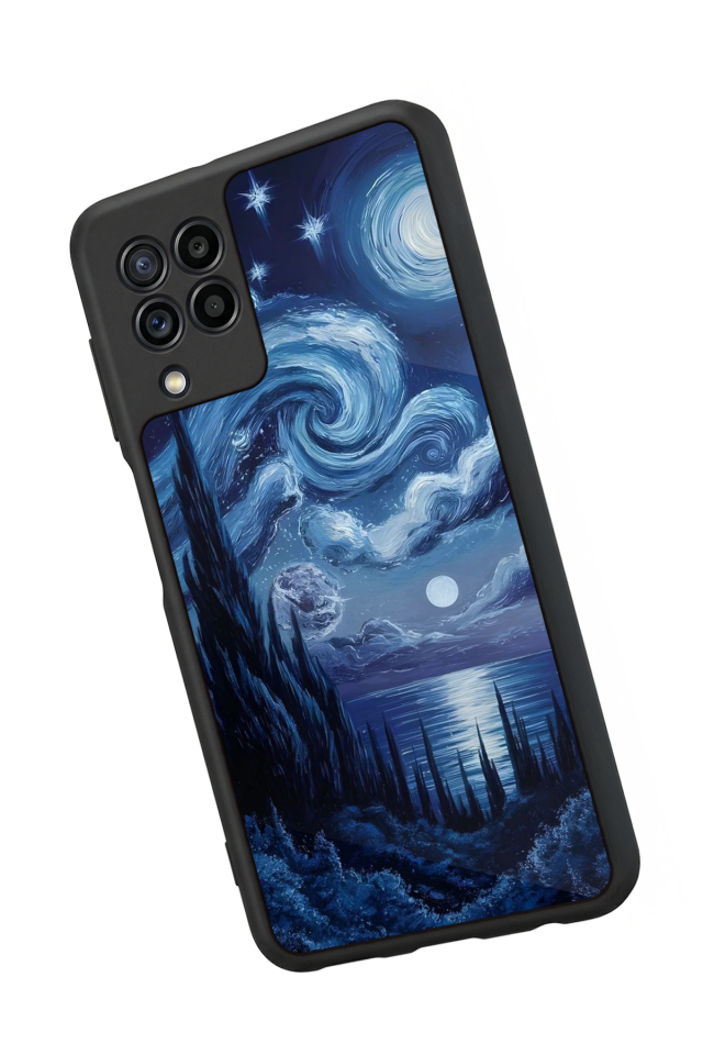 Samsung Galaxy M22 Uyumlu Ay Tasarımlı Glossy Premium Kılıf