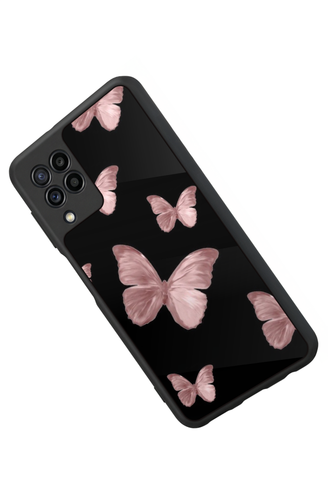 Samsung Galaxy M32 Uyumlu Kelebek Tasarımlı Glossy Premium Kılıf