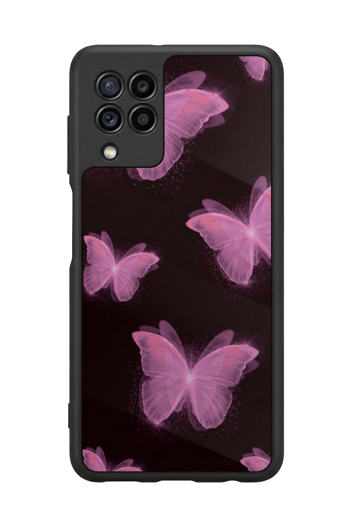 Samsung Galaxy M32 Uyumlu Kelebek Tasarımlı Glossy Premium Kılıf