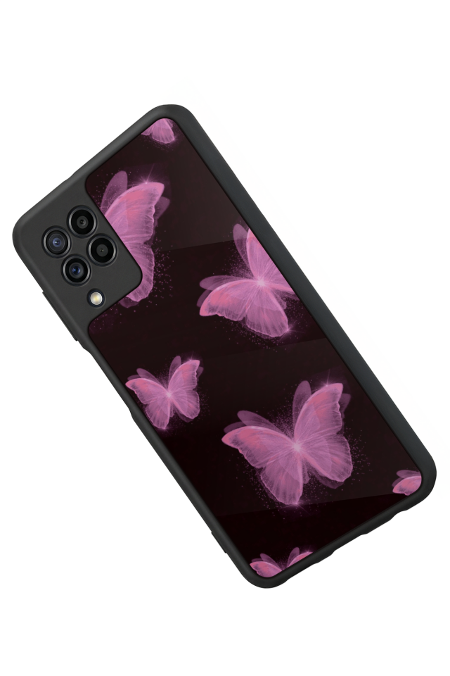 Samsung Galaxy M32 Uyumlu Kelebek Tasarımlı Glossy Premium Kılıf