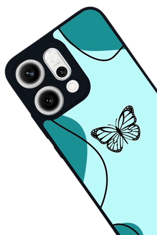 Oppo Reno 14 Uyumlu Kelebek Tasarımlı Glossy Premium Kılıf