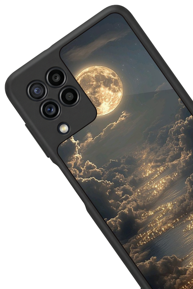 Samsung Galaxy M22 Uyumlu Ay Tasarımlı Glossy Premium Kılıf
