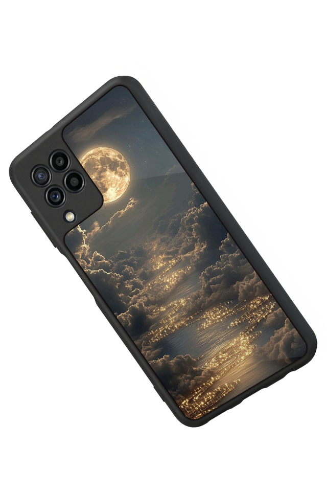 Samsung Galaxy M22 Uyumlu Ay Tasarımlı Glossy Premium Kılıf