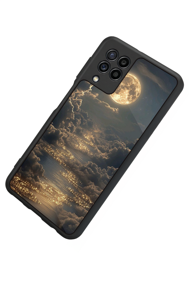 Samsung Galaxy M22 Uyumlu Ay Tasarımlı Glossy Premium Kılıf