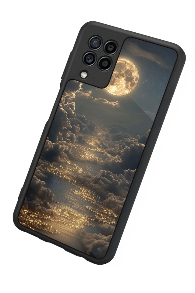 Samsung Galaxy M22 Uyumlu Ay Tasarımlı Glossy Premium Kılıf