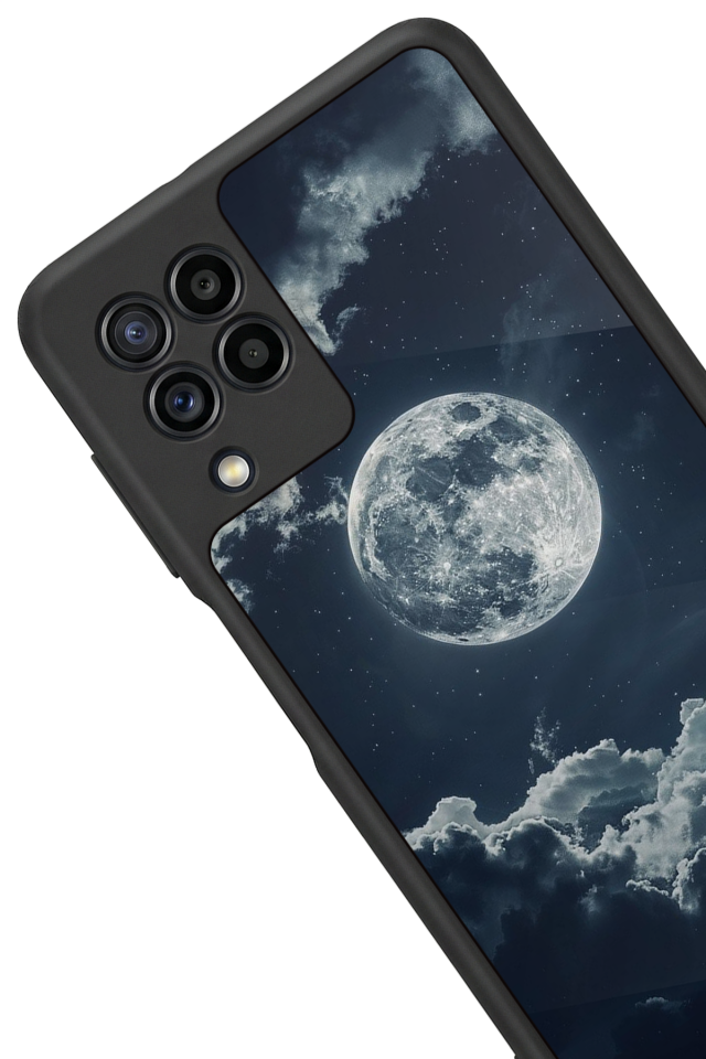 Samsung Galaxy M22 Uyumlu Ay Tasarımlı Glossy Premium Kılıf