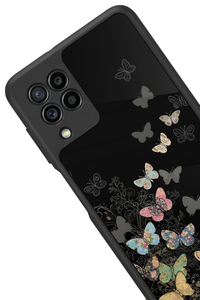 Samsung Galaxy M32 Uyumlu Kelebek Tasarımlı Glossy Premium Kılıf