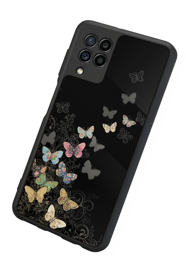 Samsung Galaxy M32 Uyumlu Kelebek Tasarımlı Glossy Premium Kılıf