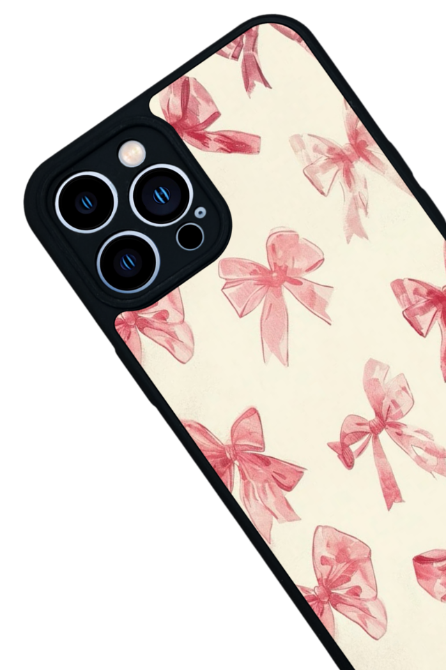 iPhone 13 Pro Max Uyumlu Kurdele Tasarımlı Glossy Premium Kılıf