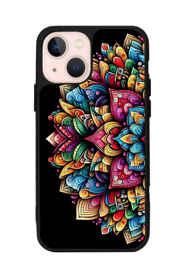 iPhone 13 Mini Uyumlu Mandala Tasarımlı Glossy Premium Kılıf