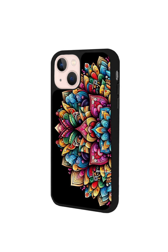 iPhone 13 Mini Uyumlu Mandala Tasarımlı Glossy Premium Kılıf