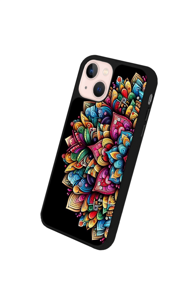 iPhone 13 Mini Uyumlu Mandala Tasarımlı Glossy Premium Kılıf