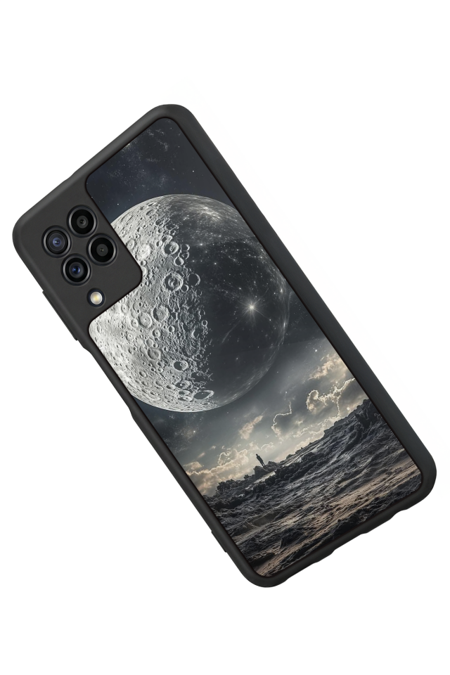 Samsung Galaxy M22 Uyumlu Ay Tasarımlı Glossy Premium Kılıf