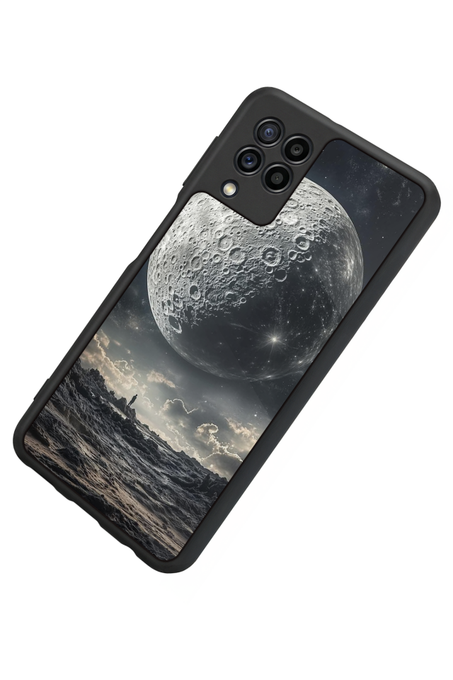 Samsung Galaxy M22 Uyumlu Ay Tasarımlı Glossy Premium Kılıf