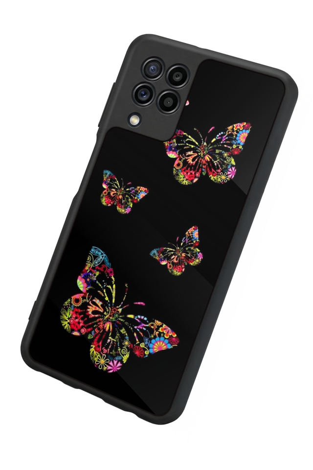 Samsung Galaxy M32 Uyumlu Kelebek Tasarımlı Glossy Premium Kılıf