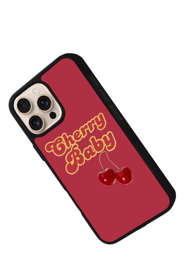 iPhone 14 Pro Uyumlu Kiraz Tasarımlı Glossy Premium Kılıf