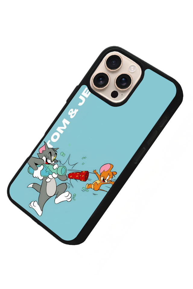 iPhone 15 Pro Uyumlu Tom And Jerry Tasarımlı Glossy Premium Kılıf