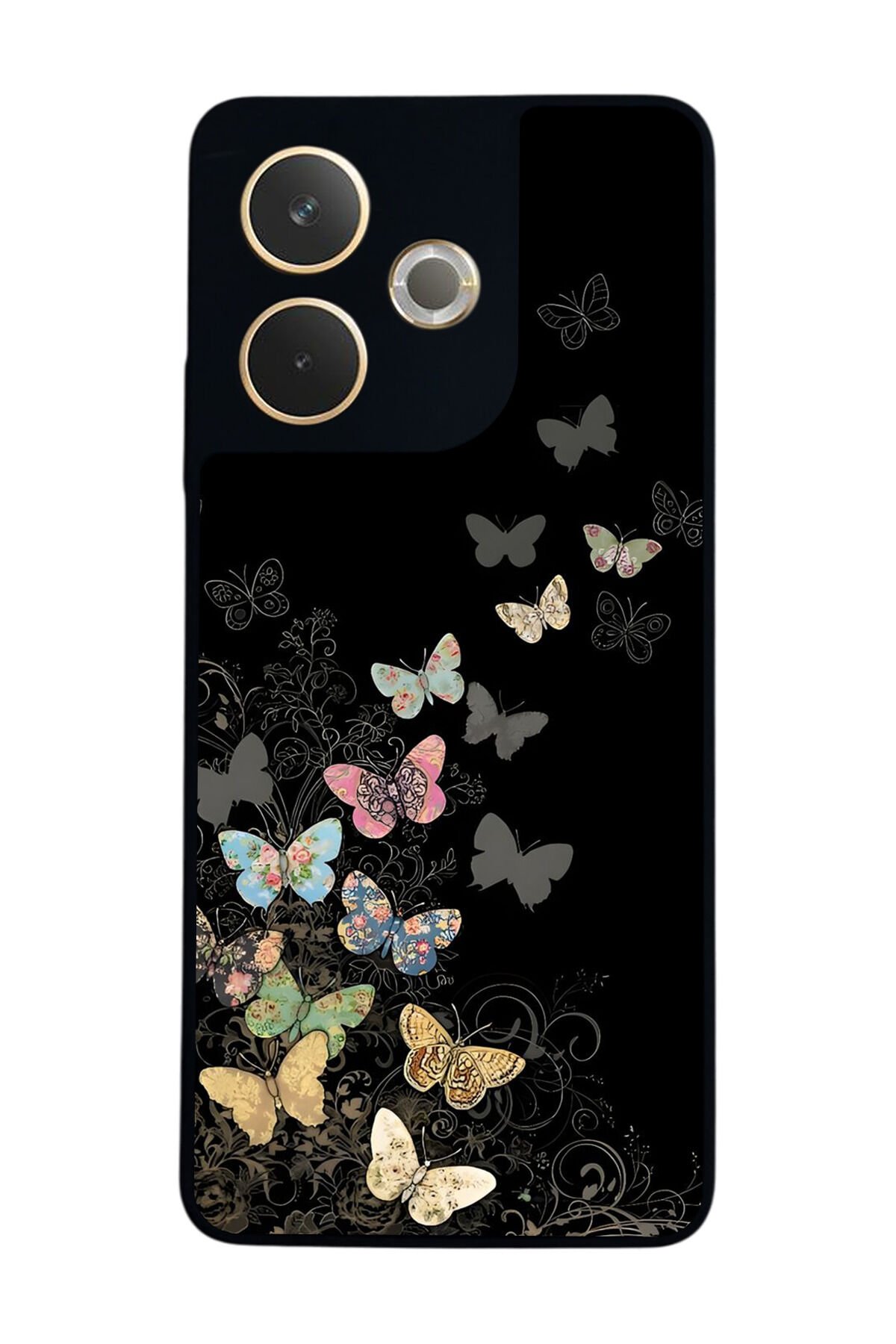 Oppo A5 Pro Uyumlu Kelebek Tasarımlı Glossy Premium Kılıf
