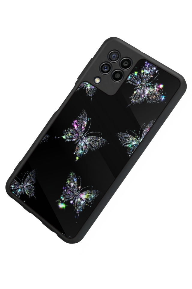 Samsung Galaxy M32 Uyumlu Kelebek Tasarımlı Glossy Premium Kılıf