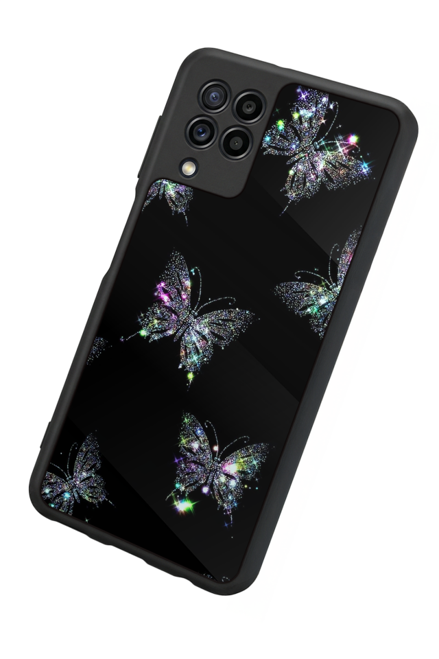 Samsung Galaxy M32 Uyumlu Kelebek Tasarımlı Glossy Premium Kılıf