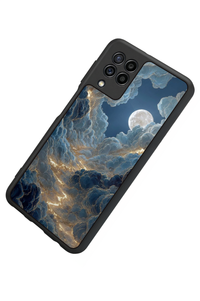 Samsung Galaxy M22 Uyumlu Ay Tasarımlı Glossy Premium Kılıf