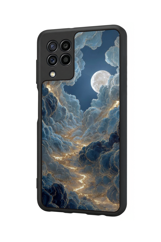 Samsung Galaxy M22 Uyumlu Ay Tasarımlı Glossy Premium Kılıf