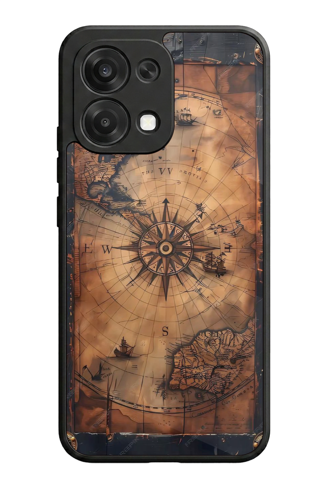 Oppo A6 Pro Uyumlu Harita Tasarımlı Glossy Premium Kılıf