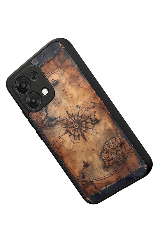 Oppo A6 Pro Uyumlu Harita Tasarımlı Glossy Premium Kılıf